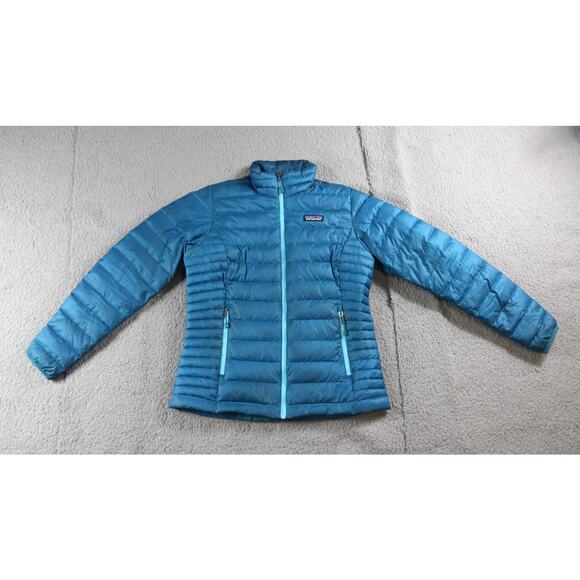 Patagonia Jacket Womens Small Blue Down Quilted Puffer Coat - Picture 1 of 11